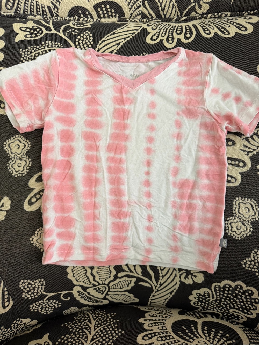 Kyte BABY Pink and White Tie-Dye V-Neck Tee